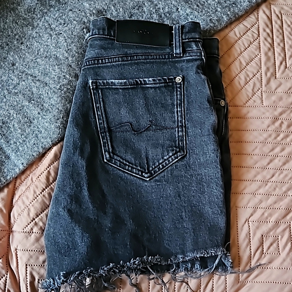 7 For All Mankind Women Fringe Jean Shorts Size 30 Black